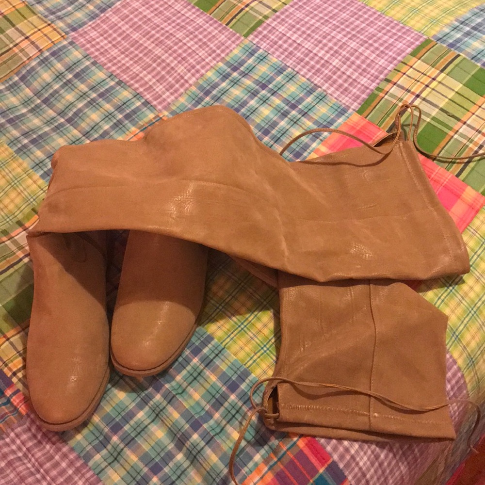 Tan knee high boots